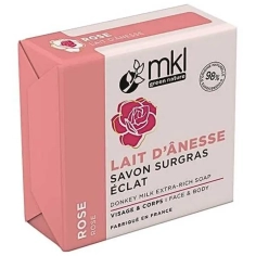 MKL - Green Nature Savon Solide Surgras Eclat Lait d'Ânesse Bio Rose - 100 gr - Visage et corps.