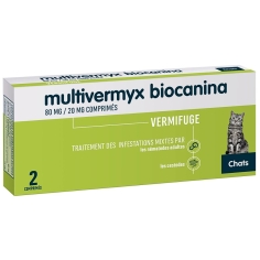 BIOCANINA - Multivermyx 80/20mg Vermifuge pour Chat - 2 Comprimés Sécables