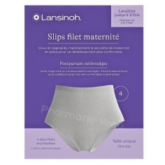 Slips filets maternité Lansinoh réutilisables taille unique, en microfibres extensibles et sans latex, pour le confort et le maintien des protections post-partum.