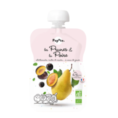 POPOTE  - Compote Prunes & Poires 100% Bio Dès 4 mois - Gourde 120g