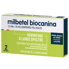 BIOCANINA - Vermifuge Milbetel Petit Chien 0.5 à 10kg - 2 Comprimés