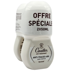 CAVAILLES - Anti-Transpirant  Roll On Anti-Traces 48h -  Sans Parfum 2 x 50 ml