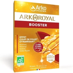 ARKOROYAL Booster BIO gelée royale ginseng guarana 10 ampoules Arkopharma