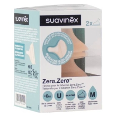 SUAVINEX - Tétine Débit Moyen Zero Zero Pour Biberon - 2 Tétines