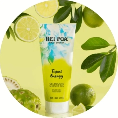 Hei Poa Gel Douche Tupai Energy 200 ml gel lavant énergisant Monoï de Tahiti eau de noni et citron vert bio