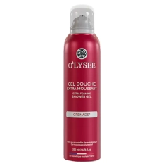 O'lysée Gel Douche Extra Moussant Grenade 200 ml mousse onctueuse parfum fruité pétillant et acidulé