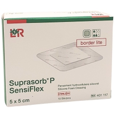 LOHMANN ET RAUSHER - Suprasorb P Sensiflex Border Lite 5cm x 5cm - Pansement Hydrocellulaire Siliconé