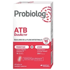 PROBIOLOG - ATB DuoActif Equilibre de la Flore Intestinale - 10 gélules - Complément alimentaire qui contribue à l’équilibre de la flore intestinale
