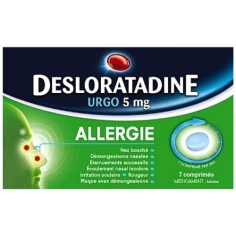 DESLORATADINE 5 mg - Allergie 7 comprimés - Soulage les symptômes associés à la rhinite allergique et pour soulager les symptômes associés à l'urticaire chronique idiopathique - Urgo