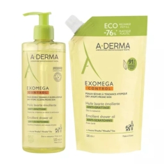ADERMA - Exomega Control Huile lavante émolliente 500ml + Éco-recharge 500ml