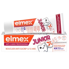 Lot de 2 tubes Elmex Dentifrice Junior Anti-Caries Professionnel 75 ml - protection renforcée - fluorure de calcium
