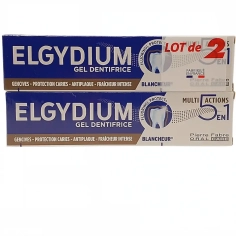 ELGYDIUM Dentifrice Gel Multi Actions 2 x 75 ml – hygiène bucco-dentaire 5-en-1