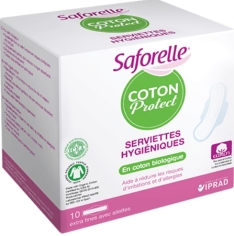 SAFORELLE Coton BIO Protection JOUR (10 Serviettes Hygiéniques)
