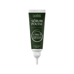 Tube vert Luxéol Sérum Pousse 50 ml avec embout applicateur et mention +7 917 cheveux en phase de croissance
