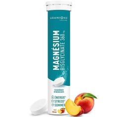 GRANIONS - Magnésium Bisglycinate Effervescent Goût Pêche - 20 comprimés