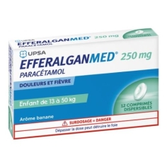 EFFERALGAN - MED Paracétamol  250 mg Enfant +13 kg Arôme Banane  -12 Comprimés Dispersibles