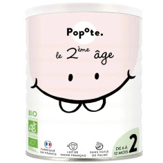 Popote lait 2eme age bio formule bébé 6 à 12 mois sans huile de palme 400g