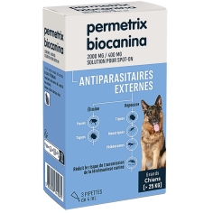 BIOCANINA - Permetrix Antiparasitaires Externes Grands Chiens +25kg. 3 pipettes 4 ml