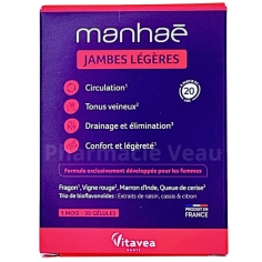 Manhaé jambes légères 30 gélules complément alimentaire circulation jambes lourdes