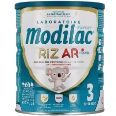 MODILAC - Riz AR 3è âge 12-36 mois. Lait infantile en poudre, Allergie aux Protéines de Lait de Vache et régurgitations - 800 gr