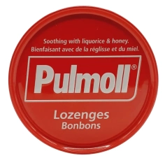 Pastilles Pulmoll Classique : associe la réglisse, le miel et le menthol pour adoucir la gorge, calmer les irritations et rafraîchir l'haleine.