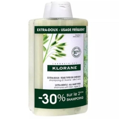 KLORANE LAIT AVOINE Shampooing Extra-doux (LOT 2 x 400 ml) PROMO