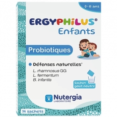 ERGYPHILUS Enfants 14 sachets (Probiotiques) Nutergia.  Complément alimentaire pour soutenir les défenses naturelles des enfants.