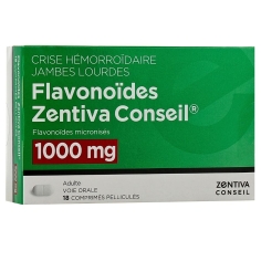 ZENTIVA - Flavonoïdes 1000mg Crise Hémorroïdaire - 18 comprimés pelliculés