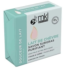 MKL - Savon Surgras Purifiant Lait de Chèvre Bio Douceur de Lait - 100gr . Idéal pour les peaux à imperfections, visage et corps.