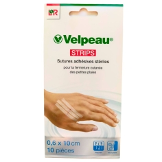 VELPEAU - Sutures Adhésives Stériles - 10 pièces de 0,6 x 10 cm - Velpeau Strips