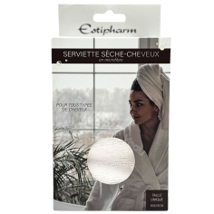 Serviette sèche-cheveux ESTIPHARM en microfibre turban pour séchage rapide des cheveux