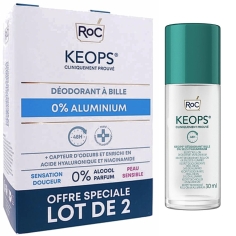 ROC KEOPS - Déodorant Bille 48H 0% Aluminium, 0% Alcool, 0% Parfum, Peau sensible - 2x30 ml