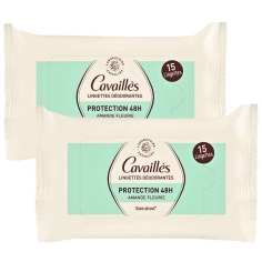 Lingettes Déodorantes Dermato 48h Cavaillès Amande Fleurie, protection anti-odeurs longue durée pour les aisselles sensibles