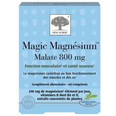 NEW NORDIC - Magic Magnesium Malate 800 mg -Complément alimentaire pour favoriser la fonction musculaire et la santé osseuse - 60 comprimés