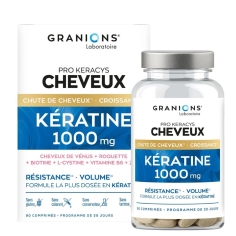 GRANIONS - Kératine 1000 mg   Chute de Cheveux - 90 Comprimés