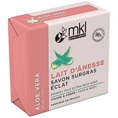 MKL - Green Nature Savon Solide Surgras Eclat Lait d'Ânesse Bio Aloe Vera - 100 g - Visage et corps.