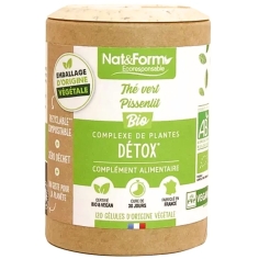 NAT & FORM - Détox Thé Vert Pissenlit Bio Complément alimentaire à base de plantes Bio - 120 gélules