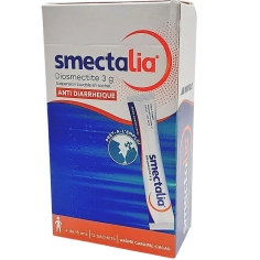 SMECTALIA - Médicament Anti Diarrheique Suspension buvable en sachet - 12 sachets - Arôme caramel-cacao
