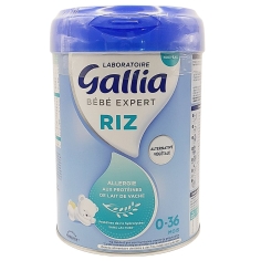GALLIA - Bébé Expert Riz 0-36 Mois - Lait infantile Allergie aux Protéines de Lait de Vache - 800 gr