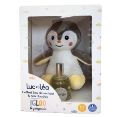 LUC ET LEA - Coffret Eau de Senteur Bébé et son Doudou Pingouin