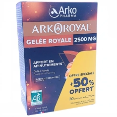 ARKOROYAL Gelée Royale BIO 2500 mg 20 ampoules + 10 offertes Arkopharma