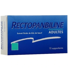 RECTOPANBILINE - Adultes 10 Suppositoires. Médicament préconisé dans certaines constipations.
