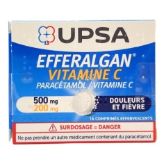 EFFERALGAN - Paracétamol 500 mg et Vitamine C 200 mg - 16 Comprimés Effervescents