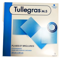 TULLEGRAS M.S (mailles serrées) : 10 tulles gras 20 cm x 20 cm [VIATRIS]