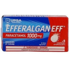 EFFERALGAN - Paracétamol 1000 mg Douleurs et Fièvre - Arôme Agrumes - 8 Comprimés Effervescents