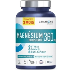 GRANIONS - Magnésium Bisglycinate 360mg - Stress, sommeil, fatigue - 180 comprimés