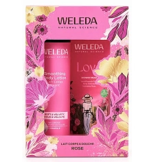 WELEDA Coffret de Noël Corps Rose avec lait corps lissant rose musquée 250 ml et crème de douche rose 200 ml