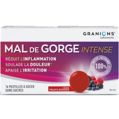 GRANIONS - Pastille Mal de Gorge Intense - Fruits Rouges - 16pastilles