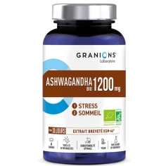 Granions Ashwagandha Bio 1200 mg 60 comprimés complément alimentaire stress anxiété sommeil bio