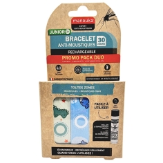 Manouka bracelet enfant citronnelle dino baleine avec 2 recharges naturelles extérieur